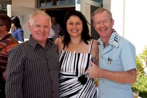 Port Stephens Mayor Bruce MacKenzie event organiser Jody O’Brien and MC Ian Cover - Sail Port Stephens 2010 ©  Andrea Francolini Photography http://www.afrancolini.com/